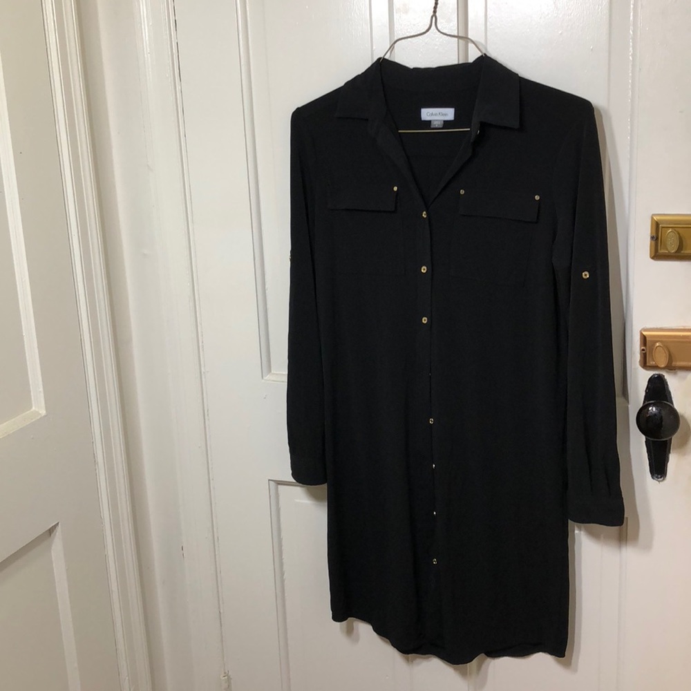 Calvin Klein Shirt Dress, Black, women’s size 8